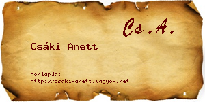 Csáki Anett névjegykártya